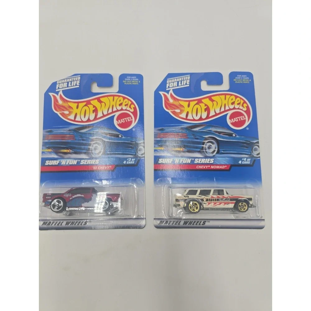 1998 Hot Wheels Surf 'N Fun Series Lot of 2 '55 Chevy & Chevy Nomad Blue Card